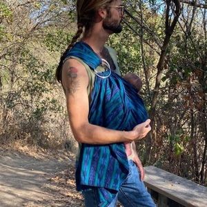 Maya Wrap Blue Guatemalan Ring Sling Baby Carrier with Pocket